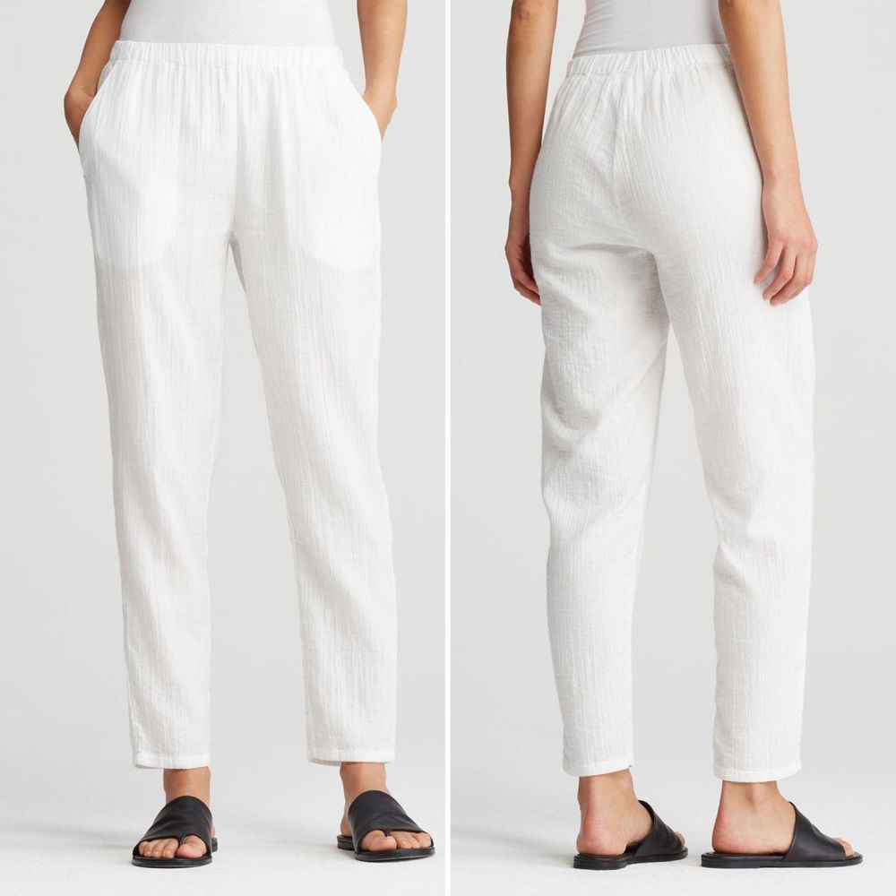 Eileen Fisher Organic Cotton Gauze Tapered Pant